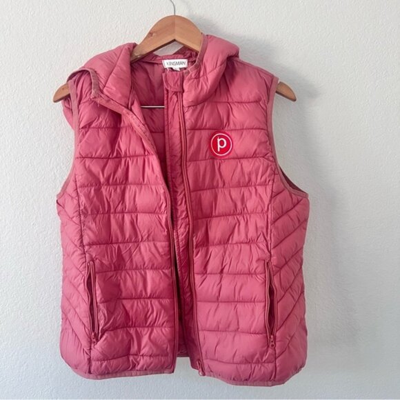 Pure Barre Pink Packable Hooded Puffer Vest Sz L - Picture 1 of 4